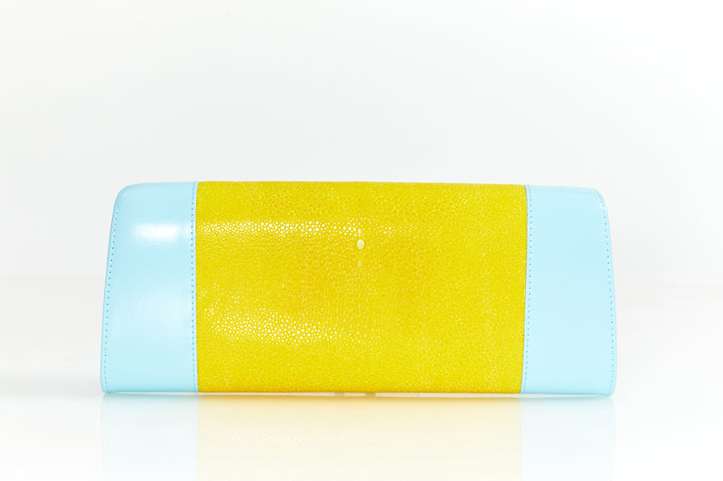Allamanda [Ray leather x Cowhide] Lemon yellow & baby blue