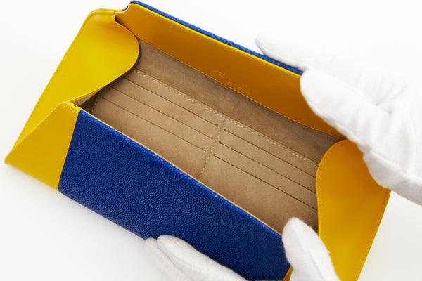Allamanda [Ray leather x Cowhide] Sapphire & Lemon Yellow