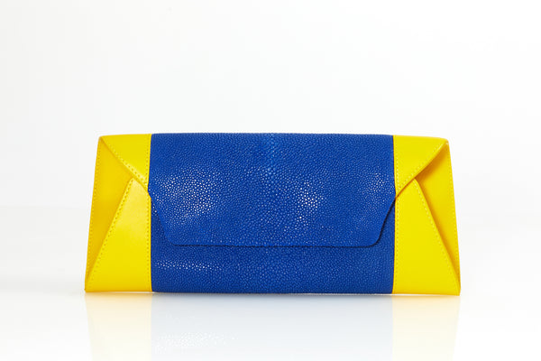 Allamanda [Ray leather x Cowhide] Sapphire & Lemon Yellow