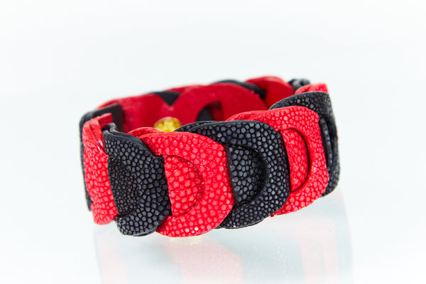 Bracelet [ray leather] Rosso & Black
