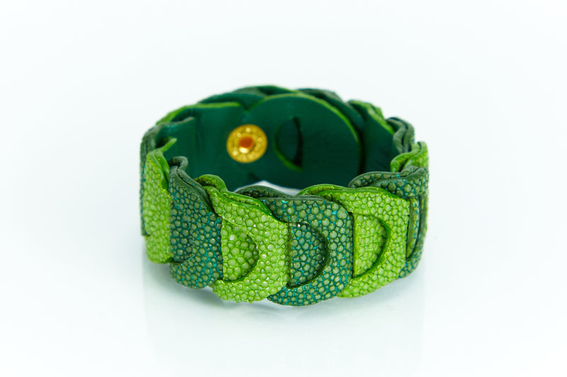 手环【珍珠鱼皮革（鳐鱼皮革）】薄荷绿色&冷杉绿=墨绿色