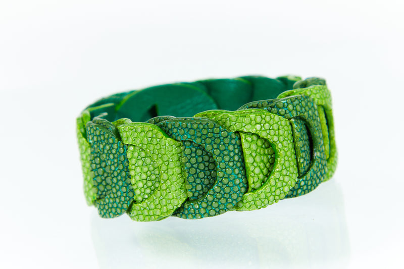 Bracelet [ray leather] mint green & sapin