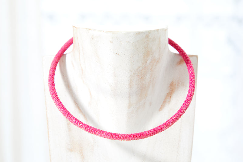 Bracelet / Necklace [Ray Leather] Fusia Pink 5mm