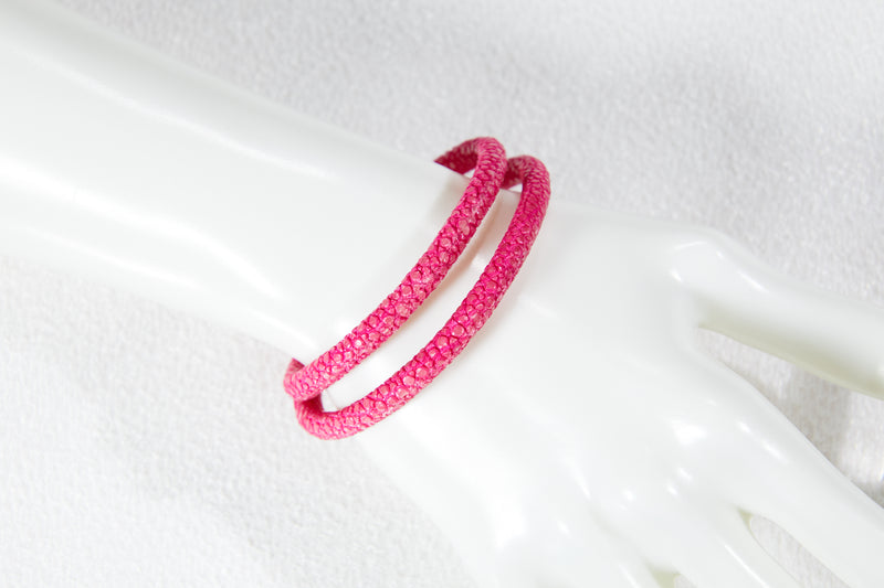 Bracelet / Necklace [Ray Leather] Fusia Pink 5mm