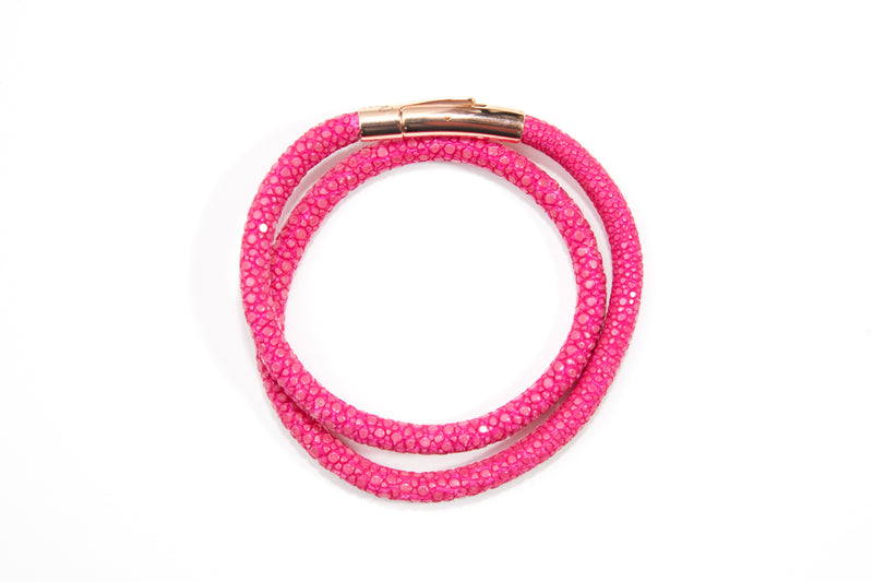 Bracelet / Necklace [Ray Leather] Fusia Pink 5mm