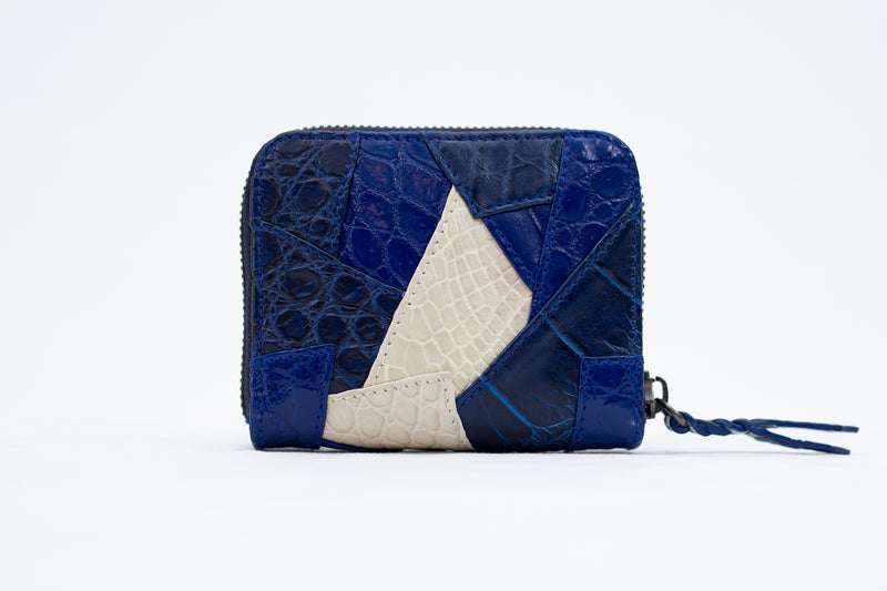 Palm [crocodyl leather] blue beige combination patchwork style