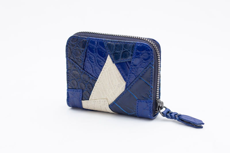 Palm [crocodyl leather] blue beige combination patchwork style