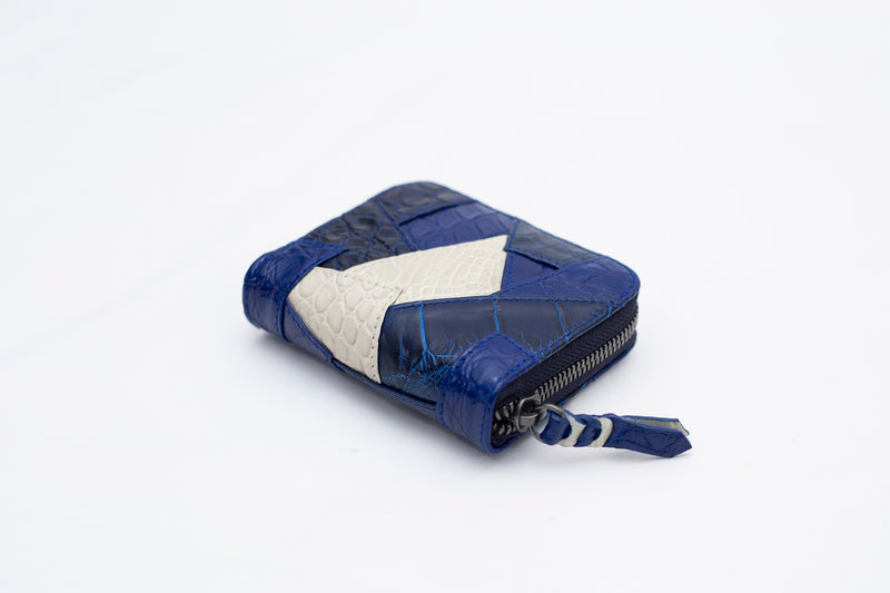 Palm [crocodyl leather] blue beige combination patchwork style