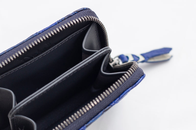 Palm [crocodyl leather] blue beige combination patchwork style