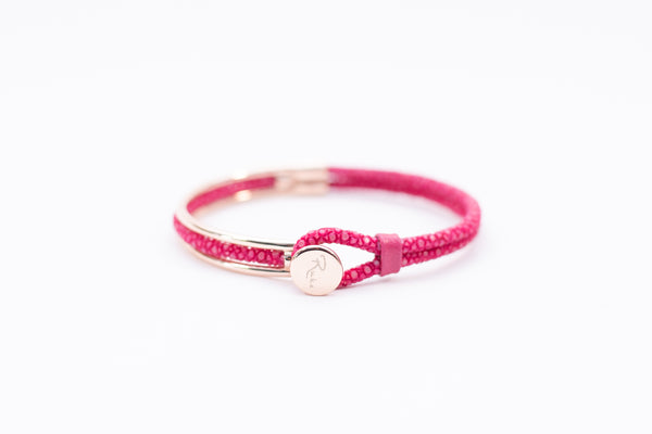 Bracelet [ray leather] Fusia (center circle closure)
