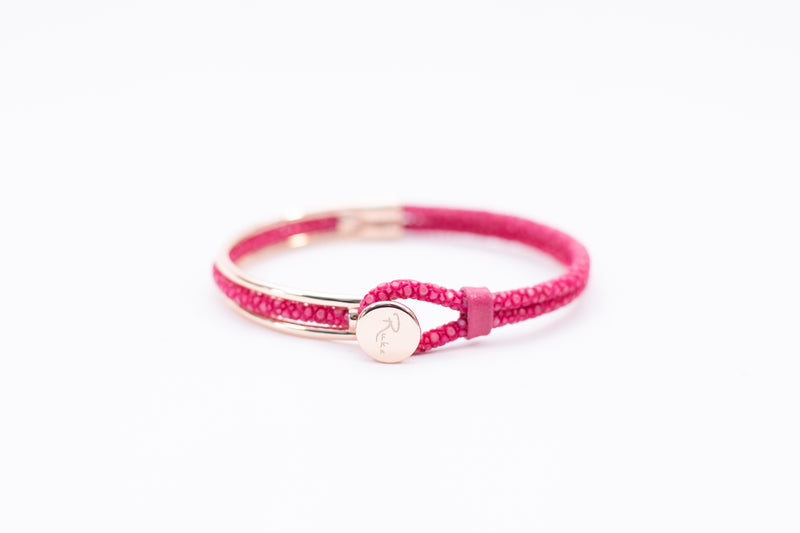 Bracelet [ray leather] Fusia (center circle closure)