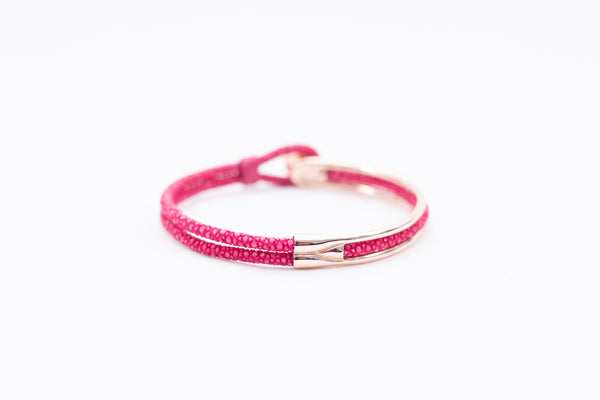 Bracelet [ray leather] Fusia (center circle closure)