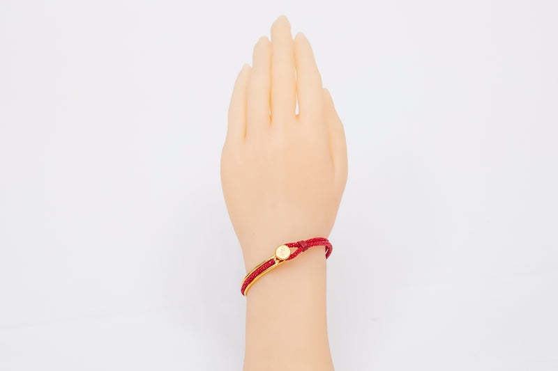 Bracelet [ray leather] Rosso & yellow gold (center circle closure)