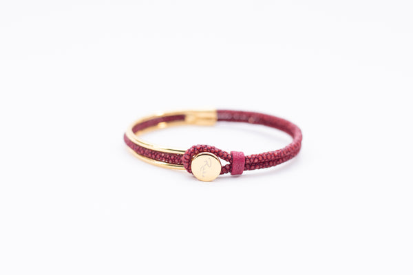 Bracelet [ray leather] Bordeaux (center circle closure)