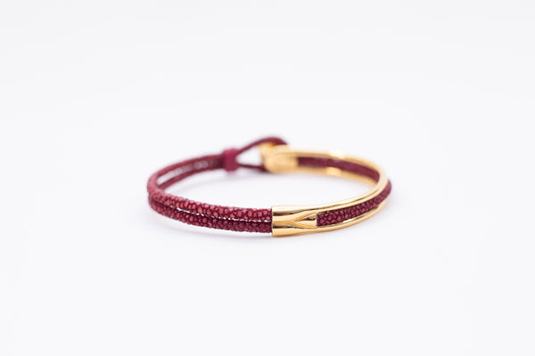 Bracelet [ray leather] Bordeaux (center circle closure)
