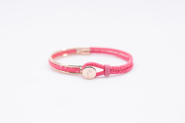 Bracelet [Ray leather] Rose pink (center circle closure)