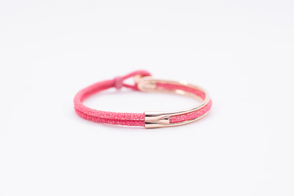 Bracelet [Ray leather] Rose pink (center circle closure)