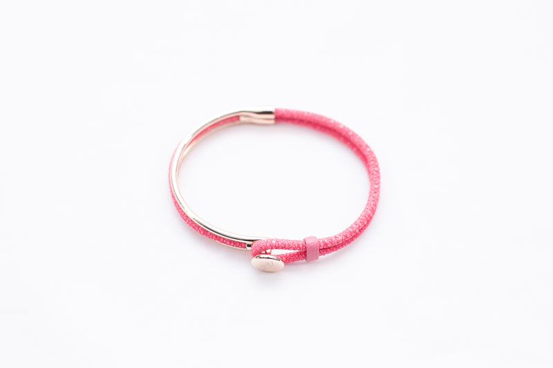 Bracelet [Ray leather] Rose pink (center circle closure)