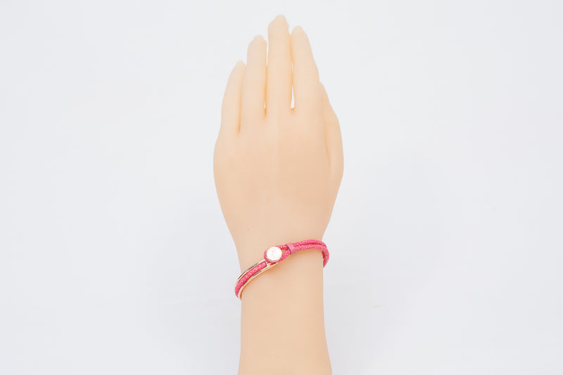 Bracelet [Ray leather] Rose pink (center circle closure)