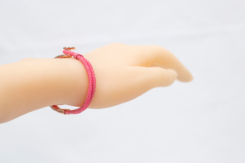Bracelet [Ray leather] Rose pink (center circle closure)